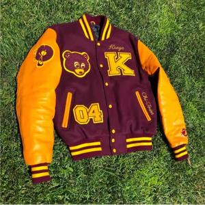 Veste en laine universitaire personnalisée unisexe Bomber Coat col montant pour collège de baseball avec logo à l'avant Hommes Femmes Fashion Wholesale Supply - Product Image 3