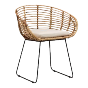 Chaise de salle à manger en rotin de qualité supérieure Ensembles de jardin Chaise en osier pour mobilier d'extérieur Chaise de salle à manger en rotin avec pied en métal - Product Image 1