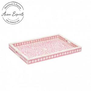 Bandeja Decorativa de Lujo con Incrustaciones de Hueso, Patrón Elegante Hecho a Mano, Acabado Liso, Organizador Estilizado para Mesa de Centro, Decoración del Hogar - Product Image 4