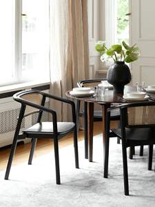 <b>Rattan</b> Hand Woven Cane <b>Dining</b> <b>Chair</b> Solid Wood Material Black Color Modern Design for Cafe Home Restaurant <b>Dining</b> <b>Chair</b> - Product Image 3