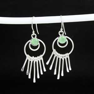 Pendientes de Plata de Ley 925 con Calcedonia Verde, Diseño Único y Bonito, para Uso Diario, Regalo de Compromiso para Mujeres y Niñas - Product Image 6