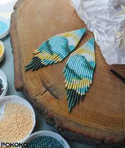 Boho ต่างหูลูกปัดด้วยการออกแบบสีฟ้าครามแอนดี้ cascading Fringe, เครื่องประดับของขวัญที่ไม่ซ้ำกัน - Product Image 4