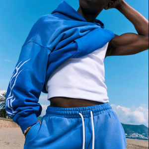 Ropa de calle personalizada de algodón lavado con ácido para hombre, Conjunto de sudadera corta con estampado DGT de talla grande, diseño personalizado para verano invierno con logotipo - Product Image 3