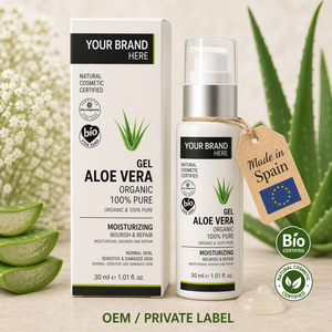 Gel di Aloe Vera 100% Puro e Biologico 250ml, Etichetta Privata, OEM per Cura della Pelle |   Gel Idratante Lenitivo |   Prodotto in Spagna Fornitore UE - Product Image 1