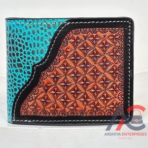 Cartera plegable hecha a mano de cuero genuino con bolsillo para monedas, compartimento con cremallera y ranuras para tarjetas de crédito, carteras compactas de diseño duradero - Product Image 1