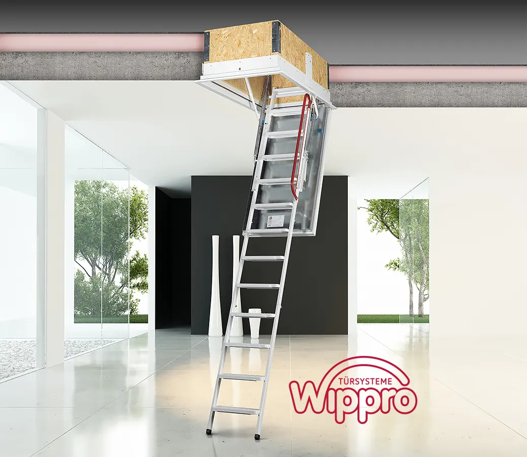 Made in Austria: fire-retardant  highly insulating  airtight and stable steel loft ladder / attic ladder: Wippro ISOTEC