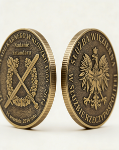 Médaille commémorative de l'anniversaire de la prison de Klodzko |   Pièce de monnaie souvenir en alliage de zinc bronze antique avec emblème de l'aigle du Service pénitentiaire polonais - Product Image 3