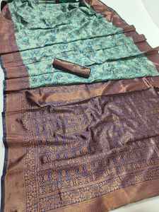 Vesta exporta exclusivo Jacquard Border Silk Saree Rich Pallu Indian Pakistani Ropa para adultos Ropa de fiesta para verano/invierno - Product Image 4