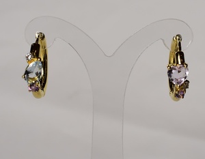 S925 14K Gold Plated Chunky Natural Turquoise Rhodolite Australian Opal Cubic Zirconia Earring Customizable for Retail OEM ODM - Product Image 2