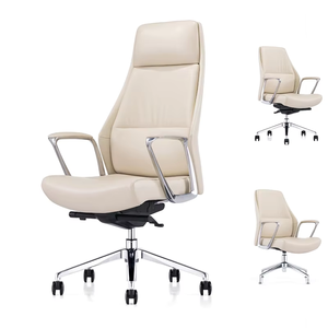 Silla de Oficina Moderna de Cuero Blanco con Respaldo Alto, Ergonómica y Ajustable, Asiento Ejecutivo - Product Image 6