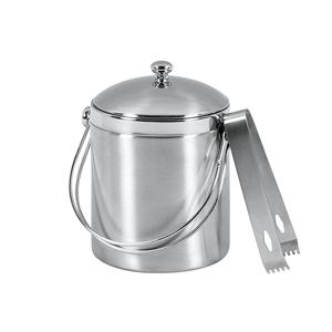 Cubeta para Hielo de Acero Inoxidable APS de 1L y 14cm con Pinzas, Recipientes para Bebidas - Product Image 1