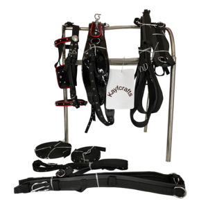 Harnais de conduite de cheval en Nylon verni noir avec clignotants à tuyauterie rouge Goujons en métal Garnitures chromées entièrement rembourrées pour chariot - Product Image 2