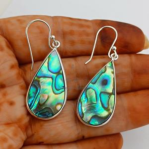 Pear Abalone Shell <b>Dangle</b> <b>Earrings</b> in 925 <b>Sterling</b> <b>Silver</b> - Product Image 6
