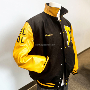 Chaqueta universitaria de lana con letras clásica personalizada para hombres y mujeres, ropa de equipo de invierno, parches de chenilla con soporte, Vintage High School College - Product Image 2
