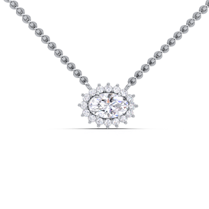 Pendentif halo en diamant de laboratoire ovale de 1 carat, luxe, or jaune, blanc et rose 18 carats, collier pour femme, bijoux de mariage - Product Image 4