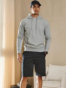 Sweat-shirt à capuche 100% coton de haute qualité pour hommes, veste à capuche à manches longues, poche avec cordon de serrage, tissu solide d'hiver - Product Image 3