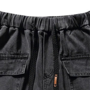 Vente en gros de shorts en jean noir 100% coton pour hommes, taille décontractée, style droit et extensible - Product Image 4