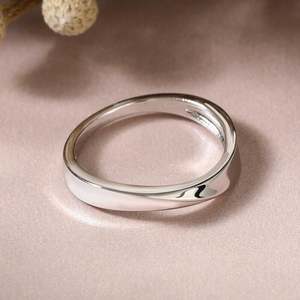 Sterling <b>Silver</b> Men's Band with Rhodium Plated Zircon <b>Wave</b> Design - Product Image 5