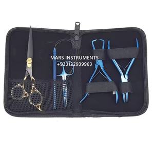 Kit de pinces à cheveux en acier inoxydable, outils essentiels pour extensions de cheveux professionnelles, noir mat avec beige, vente en gros - Product Image 6
