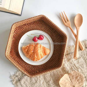 Plateau de service pliable en rotin hexagonal Wintop pour fruits et aliments, fait à la main, écologique, durable et résistant - Product Image 3