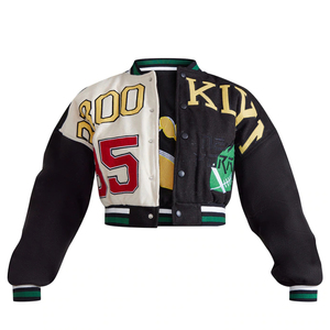 Top Trending Custom Logo 100% Algodón Fleece Cropped Mujeres Varsity Chaquetas 2025 Ladies University Chaquetas - Product Image 6