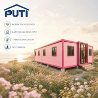 Maison conteneur modulaire extensible Pink Lover de 40 pieds, étanche, pour utilisation en station balnéaire
