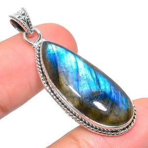 925 argent massif classique pendentif bijoux pour femmes 925 argent Sterling Labradorite pierre précieuse Style Boho pendentif fait main cadeau - Product Image 2