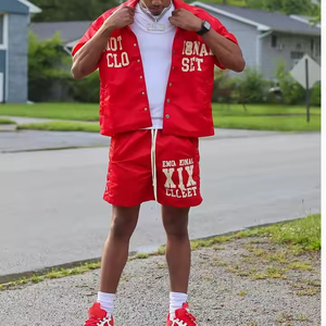 เสื้อวอร์มผ้าไนลอนกระดุมสองชิ้นชุดวอร์มสำหรับผู้ชายชุดวอร์มสำหรับเสื้อกันลมออกแบบโลโก้ได้ตามต้องการ - Product Image 3