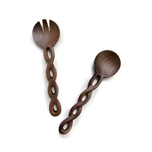 Ensemble de serveurs à salade en métal de qualité supérieure, fabriqué à la main, avec manche en bois pour la table de cuisine - Product Image 3