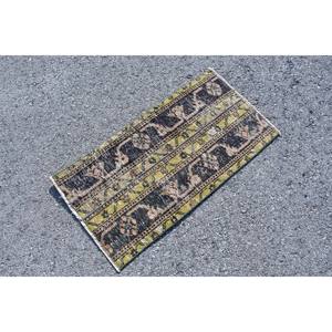 Tapis traditionnel en laine noire et jaune 1.7x3,2 pieds Tapis rectangulaires turcs classiques avec support en latex pour décorations de salon - Product Image 3