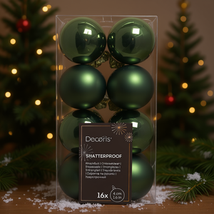 Ensemble de 16 boules de Noël en plastique vert pin de 4 cm Amicasa 9021802 Boules de Noël et décorations d'arbre - Product Image 3