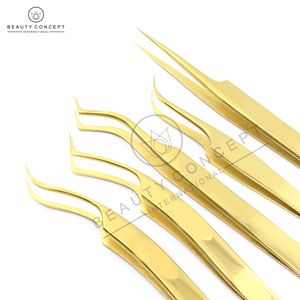 ชุดแหนบต่อขนตาสแตนเลสสีทองพลาสม่า 5 ชิ้น สำหรับต่อขนตาแบบวอลลุ่ม ปลายแหลมคม สวยงาม ระดับนานาชาติ - Product Image 2