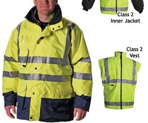 แจ็กเก็ตขนแกะสะท้อนแสง Hi VIS สำหรับฤดูหนาวซิปปกคอตั้งกันน้ำปรับแต่งโลโก้ได้ - Product Image 3