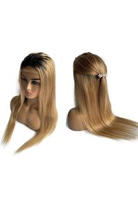 Peluca de encaje 360 con cabello humano Remy Premium con flecos en color 1B/613 Ombre, encaje suizo para una cobertura completa - Product Image 5