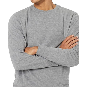 Sudaderas con cuello redondo en blanco de algodón 100% para hombre, sudadera térmica de peso pesado con cuello redondo, logotipo personalizado - Product Image 3