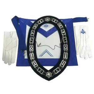 Masonic Regalia Máquina Delantal bordado Diseño personalizado Bordado Delantal masónico con cuello y guantes - Product Image 1