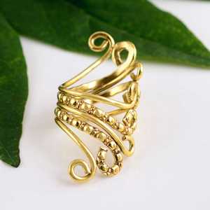 Modern Design Boho Swirl <b>Ring</b> Ethnic Brass <b>Rings</b> Women 18k Gold Plated Tribal Filigree <b>Statement</b> Band <b>Ring</b> for Wholesale/OEM/ODM - Product Image 5
