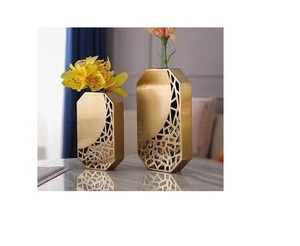 Vases à fleurs de Noël en aluminium doré gravé à la main, design personnalisé, style moderne, en gros, RABEH - Product Image 6