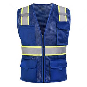 Gilet de sécurité personnalisé haute visibilité avec fermeture éclair et poches multiples tissu doux respirant imperméable-équipement réfléchissant vente en gros - Product Image 1