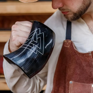 Personalized <b>Viking</b> Horn Mug Custom Ale <b>Cup</b> Engraved Norse Gift for Medieval Fantasy Beer Fans - Product Image 1