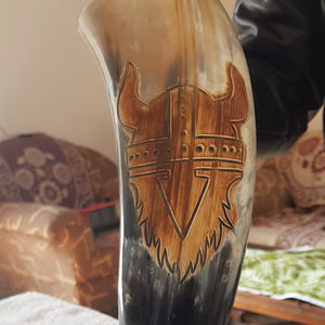 Authentique corne de bœuf corne viking trompette de bataille artisanat naturel catégorie agate pièce décorative de Noël à prix avantageux - Product Image 1