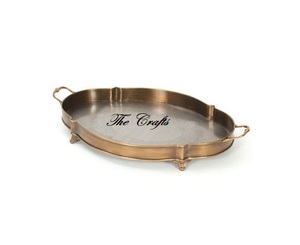 Bandeja de servicio martillada de aluminio de diseño fabuloso en bandeja de postre de utensilios de cocina de color dorado a precios asequibles - Product Image 4