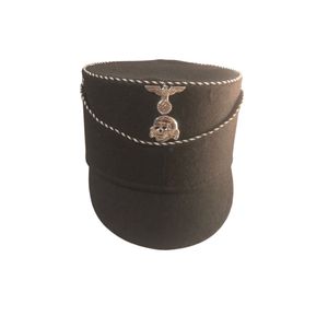Képi noir allemand SS junior avec visière tressée M43, chapeau en laine noir - Product Image 1