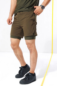 Short de gymnastique 2-en-1 double couche en spandex de qualité supérieure Taille XS Casual Beach Workout Running Zipper Fly Solid Pockets Solid - Product Image 2