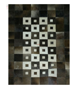 Alfombra de piel de vaca de algodón geométrica moderna hecha a mano de lujo, pelo tejido en cuero para oración y ejercicio en casa, alfombras y juegos - Product Image 2