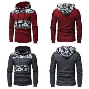 Burgundy Christmas Custom Printed <b>Hoodie</b> Reindeer Snowflake Pattern Warm Breathable Fleece Winter <b>Festive</b> Holiday Style Unisex - Product Image 6