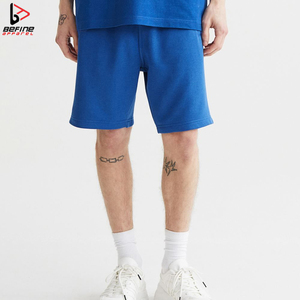 Pantalones cortos informales de playa de algodón para hombre con cintura elástica y cordones, pantalones cortos con estampado de logotipo personalizado de fábrica al por mayor - Product Image 2