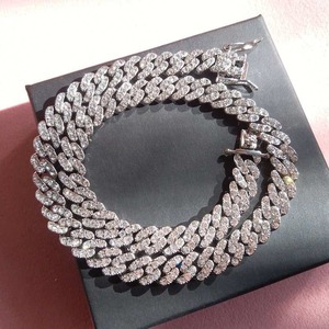 Cadena Cubana de Plata de Ley 925 de Lujo con Incrustaciones de Diamantes Moissanite VVS de Corte Brillante, Collar Hip Hop para Hombre de Alta Calidad - Product Image 5