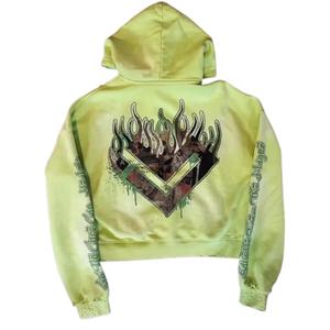 Sweat-shirts à capuche en molleton de coton haut de gamme, brodés et imprimés sur mesure, à épaules tombantes, effet usé et délavé soleil, réduction pour achat en gros - Product Image 5