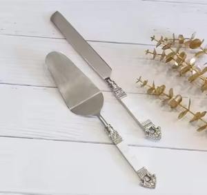 Ensemble de couteau et de serveur à gâteau en acier inoxydable doré, poignée unique pour les réunions de famille, service de desserts - Product Image 2